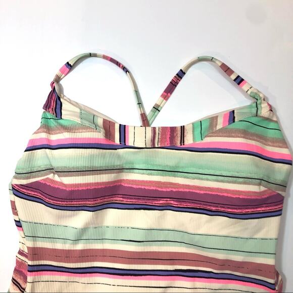 JESSICA SIMPSON RIBBED STRIPED ONE-PIECE SWIMSUIT - Picture 4 of 7